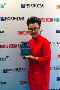 Mrs. Srisuda Wanapinyosak, TAT’s Deputy Governor for International Marketing (Asia and the South Pacific) at the Travel Weekly Asia Reader’s Choice Awards Ceremony 2015.