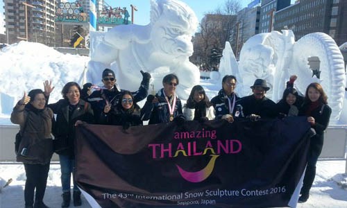 Thai ice sculptors joined 67th Sapporo Snow Festival in Japan