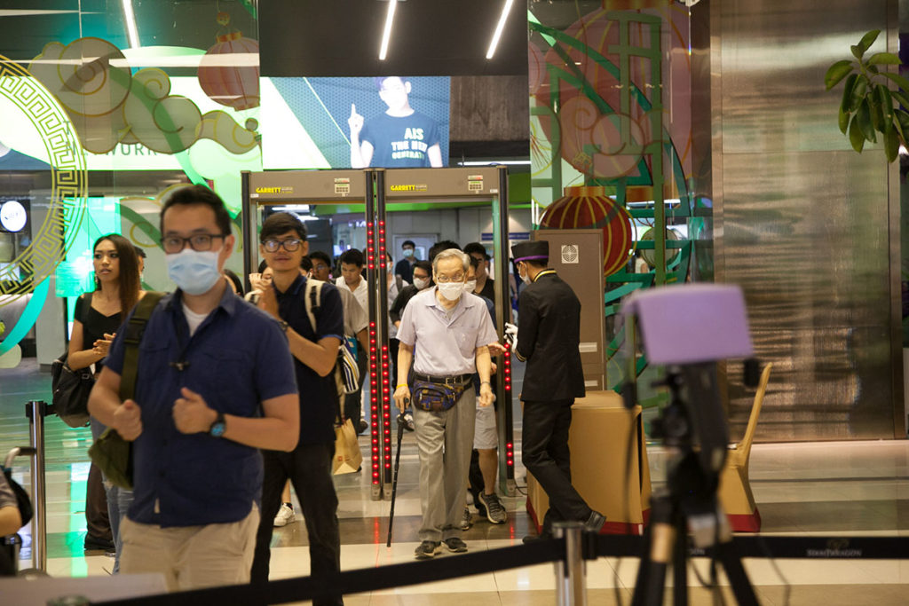Hygiene measures at Bangkok malls and mass transit systems for coronavirus prevention