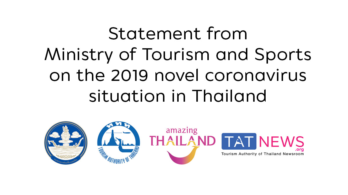 Statement from the Ministry of Tourism and Sports on the 2019 novel coronavirus situation in Thailand