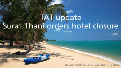 TAT update: Surat Thani, which includes Ko Samui and Ko Phangan, orders hotel closure