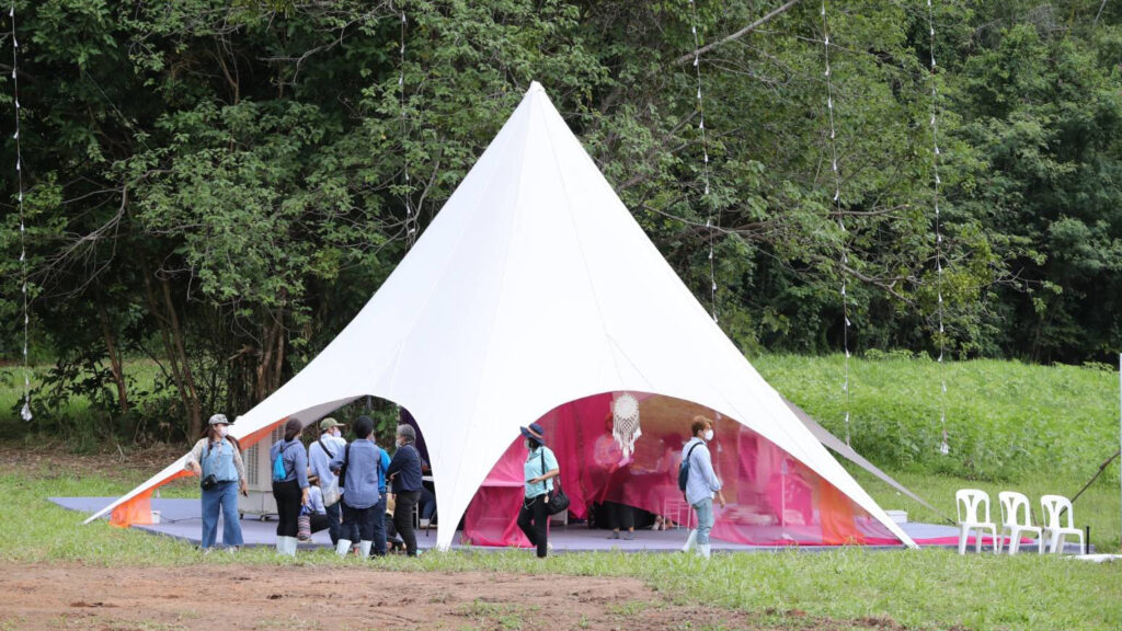 camping at fresh forest atmosphere
