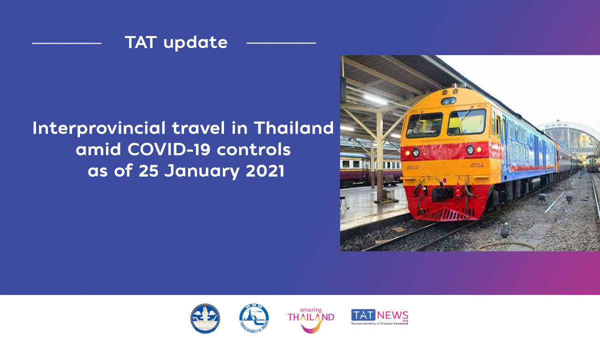Status of interprovincial travel in Thailand amid COVID-19 controls as of 25 January 2021
