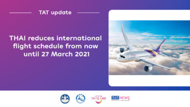 THAI reduces international flight schedule from now until 27 March 2021