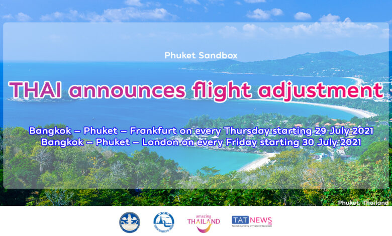 THAI adjusts flights between Phuket and European cities