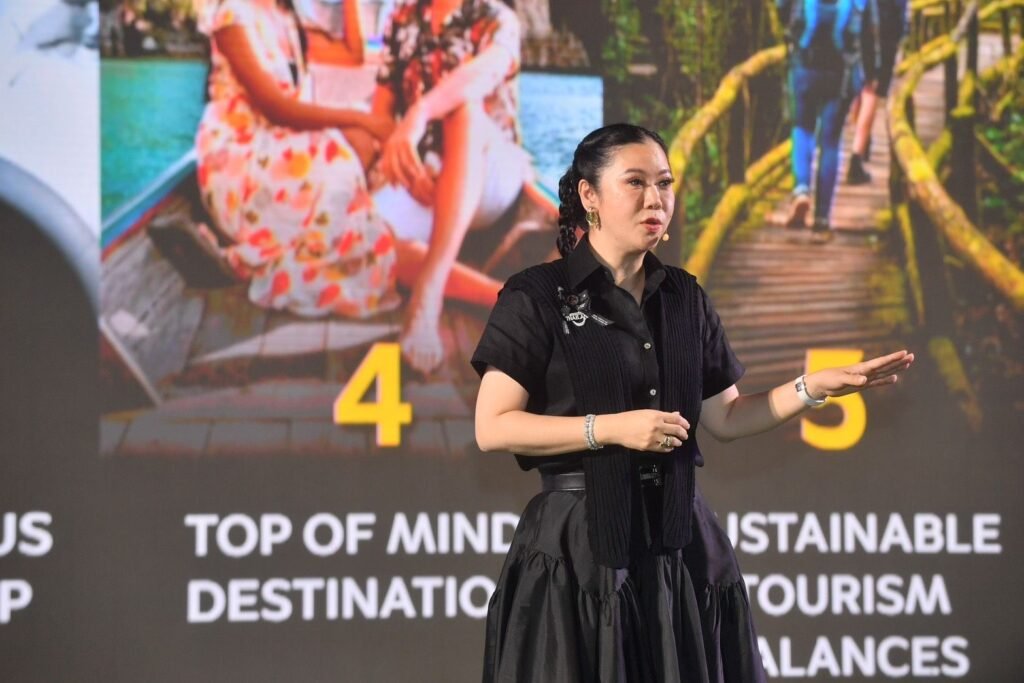 TAT Governor presenting the Thailand Tourism Next framework, outlining value-over-volume and sustainable tourism priorities for 2026.